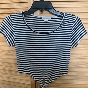 Black and white striped crop top